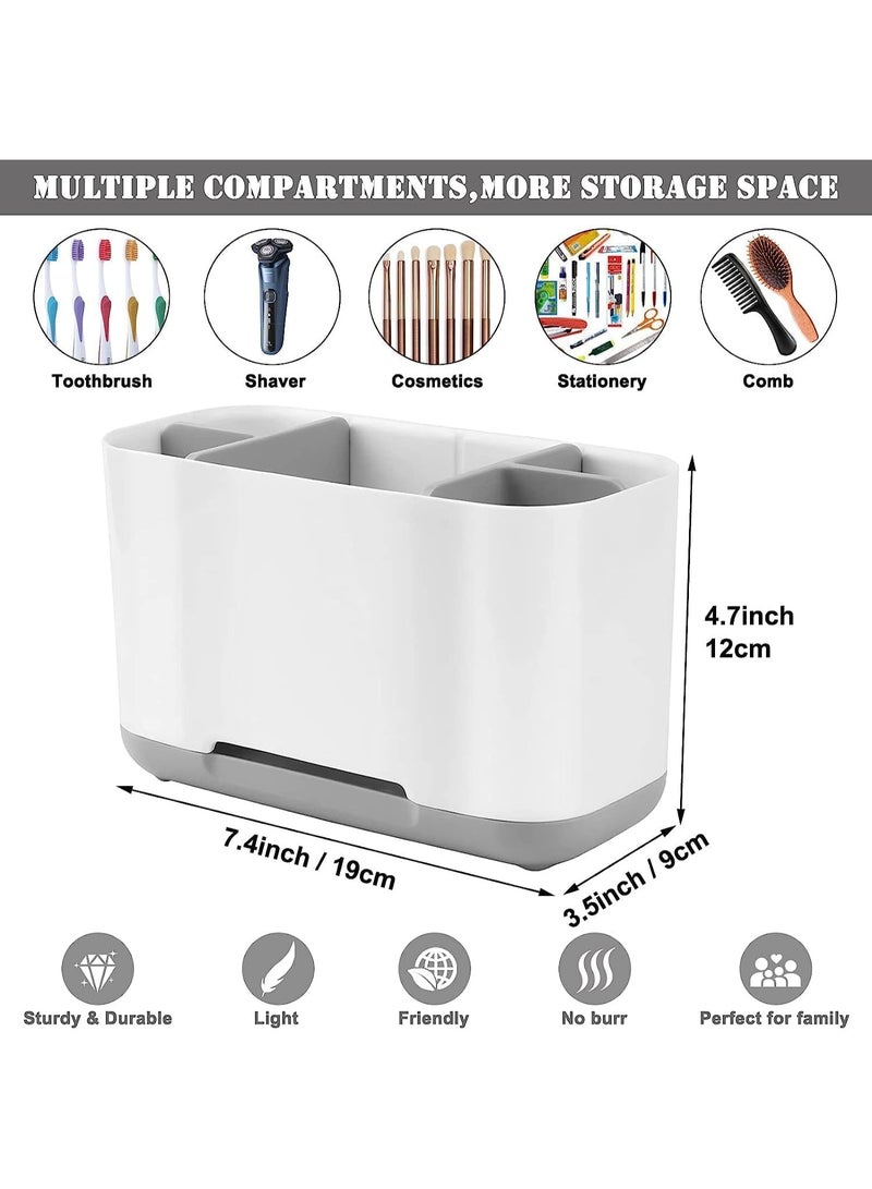 CLENEA Toothbrush Holder with Anti-Slip,Plastic Detachable for Easy Cleaning Multi-Functional Storage,Large Electric Toothbrush and Toothpaste Organizer Caddy for Bathroom Vanity,Sink,Countertop (Grey) - Image 2